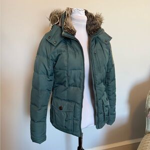 Eddie Bauer goose down filled coat with hood. Large Tall